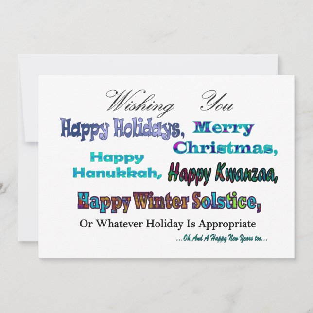Cartes Pour Fêtes Annuelles Turquoise Blue Multi Holiday Salutation (Devant)