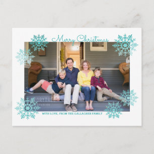 Cartes Pour Fêtes Annuelles Turquoise Shimmerger Chic Snowflake photo de vacan