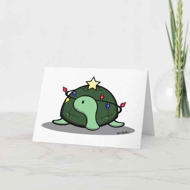 Cartes Pour Fêtes Annuelles Turtle de fête d'hiver (Devant)