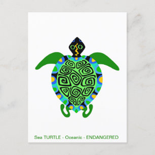 Cartes Pour Fêtes Annuelles TURTLE en mer cool - Graphique animal en danger