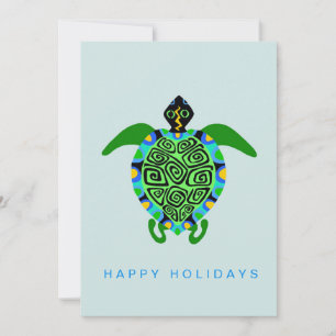 Cartes Pour Fêtes Annuelles TURTLE marine - Vie marine - Spray maritime -