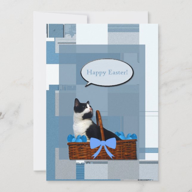 Cartes Pour Fêtes Annuelles Tuxedo Chat Pâques (Devant)