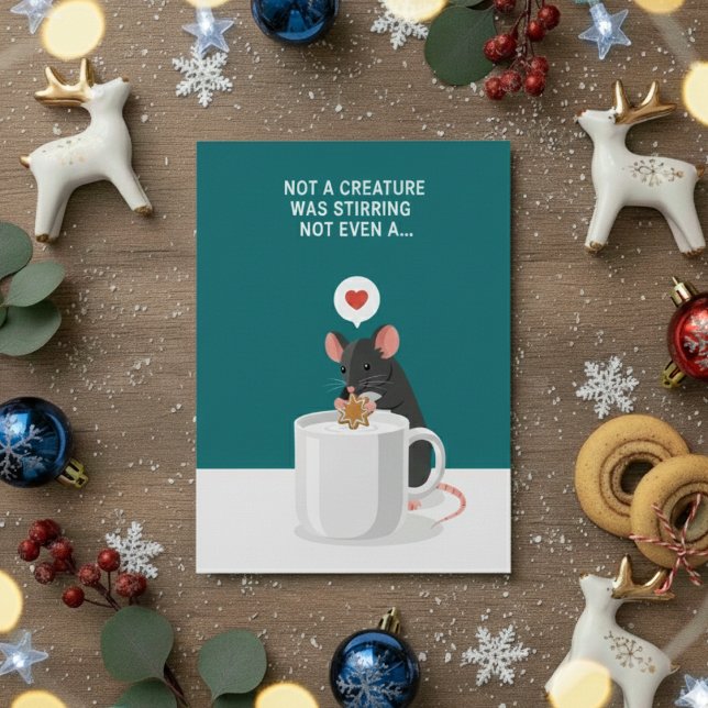 Cartes Pour Fêtes Annuelles Twas Night Funny Christmas Mouse Greeting  (Créateur téléchargé)