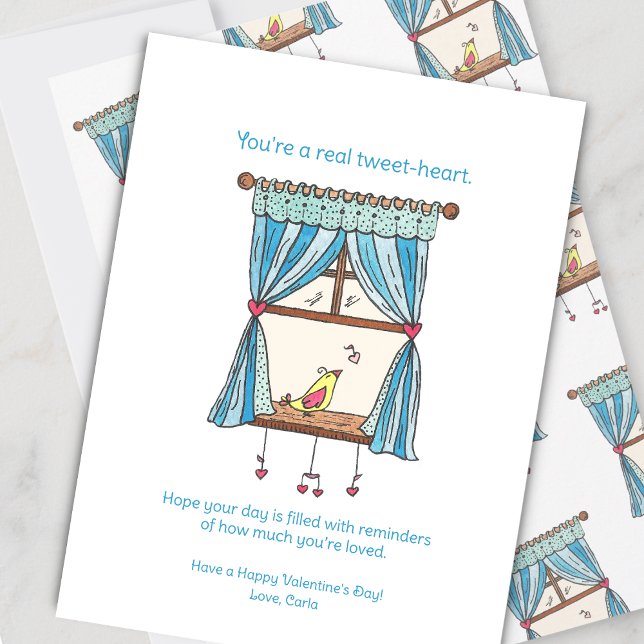 Cartes Pour Fêtes Annuelles Tweet Heart Bird Saint Valentin (Créateur téléchargé)