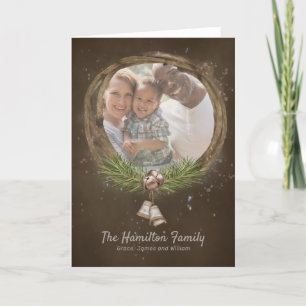Cartes Pour Fêtes Annuelles Twig Rustique Et Cloches Serrure De Noël