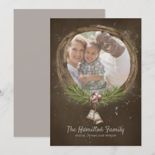 Cartes Pour Fêtes Annuelles Twig Rustique Et Cloches Serrure De Noël