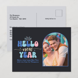 Cartes Pour Fêtes Annuelles Twilight Pop New Year Retro Modern Blue Photo
