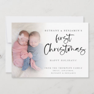 Cartes Pour Fêtes Annuelles Twin Baby First Christmas Photo 2024 Calendrier