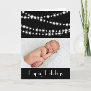 Cartes Pour Fêtes Annuelles Twinkle Lights Photo Holiday Card noir