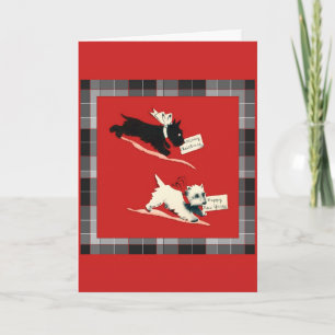 Cartes Pour Fêtes Annuelles Two Scottish Terrier Scotty Dog Christmas Cards