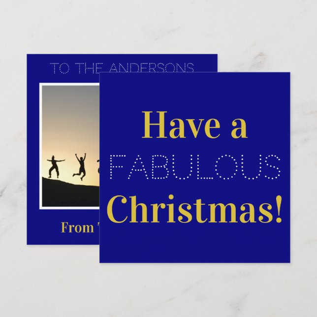 Cartes Pour Fêtes Annuelles Tyopgraphie blanche de la Marine de Noël (Devant / Derrière)