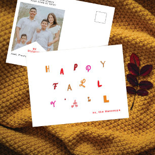 Cartes Pour Fêtes Annuelles Type de fête Photo "Happy Fall Y'all" Couleurs d'a