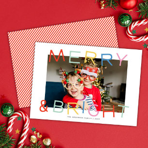 Cartes Pour Fêtes Annuelles Type de jeu moderne Noël Joyeux & Bright One Photo