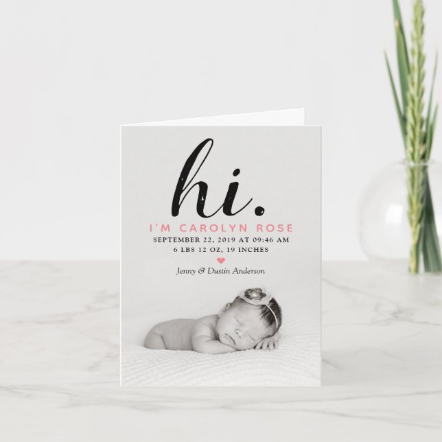 Cartes Pour Fêtes Annuelles Typographe moderne "Salut". Photo Birth Announceme (Devant)