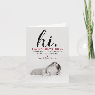 Cartes Pour Fêtes Annuelles Typographe moderne "Salut". Photo Birth Announceme