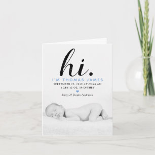 Cartes Pour Fêtes Annuelles Typographe moderne "Salut". Photo Birth Announceme