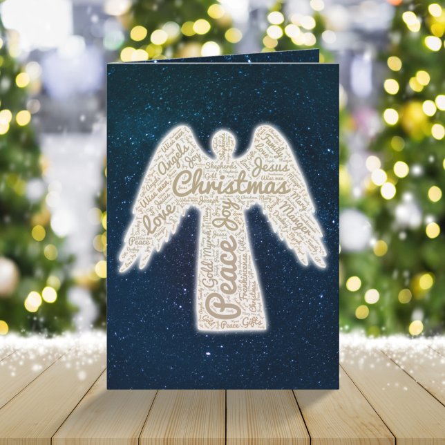 Cartes Pour Fêtes Annuelles Typographie ange or Noël chrétien (Créateur téléchargé)