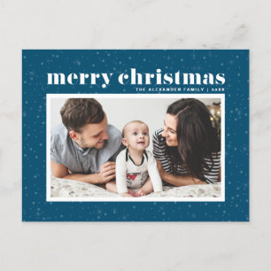 Cartes Pour Fêtes Annuelles Typographie audacieuse Bleu Joyeux Noël Photo