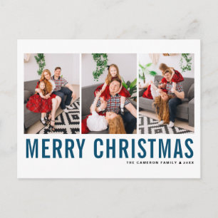 Cartes Pour Fêtes Annuelles Typographie Bleue Joyeux Noël Photo Collage