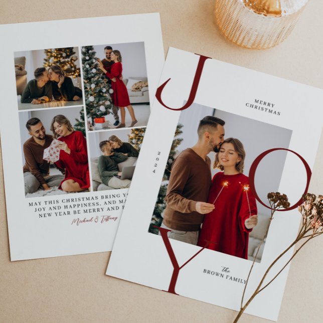 Cartes Pour Fêtes Annuelles Typographie de joie Noël Photo moderne (Créateur téléchargé)
