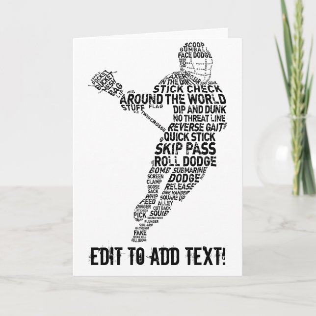 Cartes Pour Fêtes Annuelles Typographie de joueur de lacrosse (Devant)