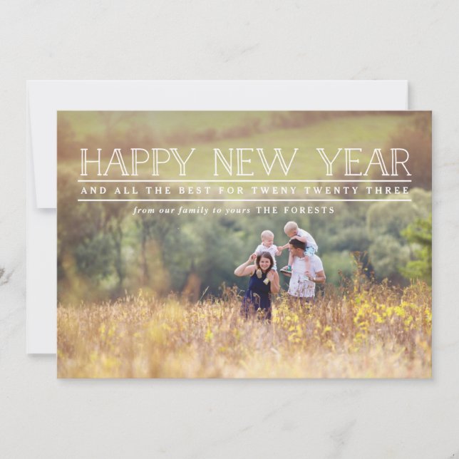 Cartes Pour Fêtes Annuelles Typographie de la nouvelle année (Devant)