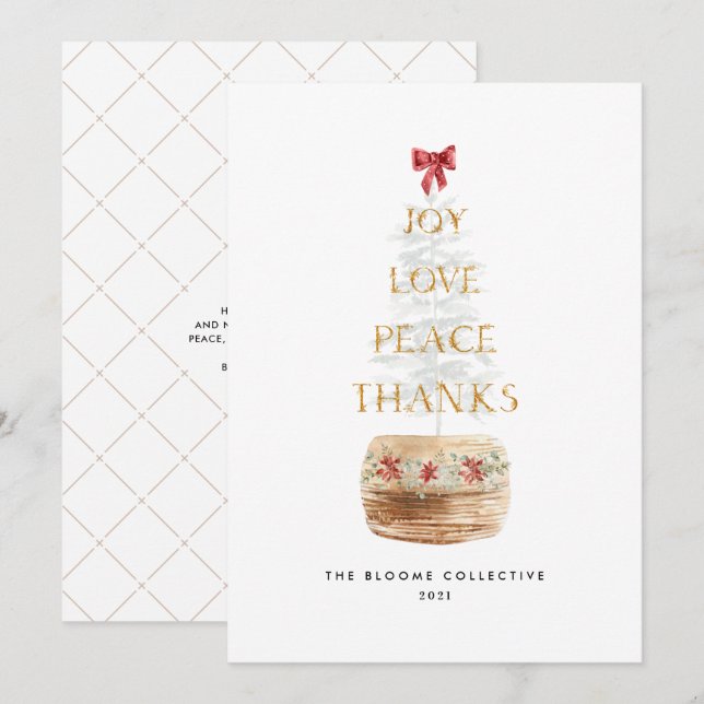 Cartes Pour Fêtes Annuelles Typographie de l'Arbre de Noël Rouge (Devant / Derrière)
