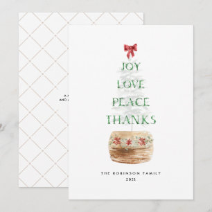 Cartes Pour Fêtes Annuelles Typographie de l'arbre de Noël simple Rouge vert