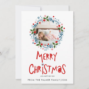 Cartes Pour Fêtes Annuelles Typographie de Noël du Joyeux Rouge, photo de cour