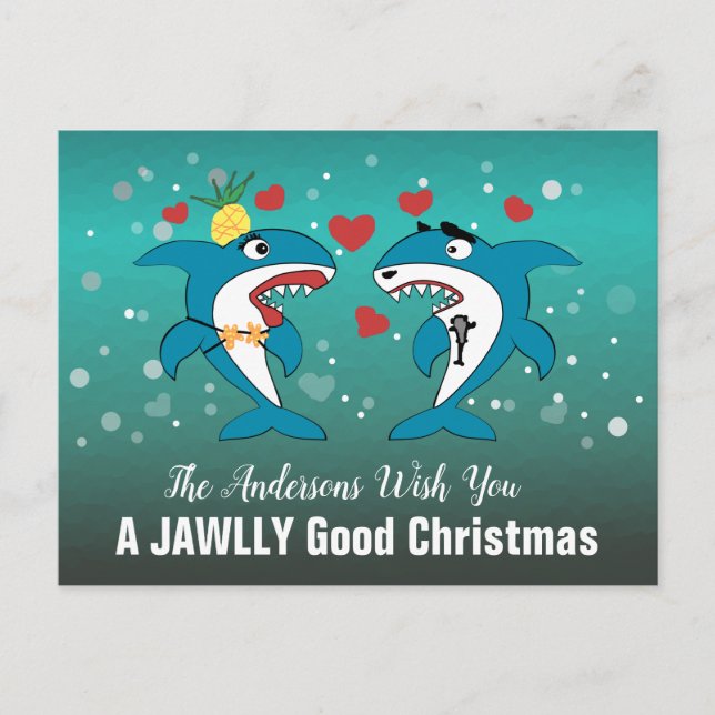 Cartes Pour Fêtes Annuelles Typographie de Noël requin (Devant)