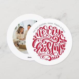 Cartes Pour Fêtes Annuelles Typographie de Noël rouge Photo personnalisée