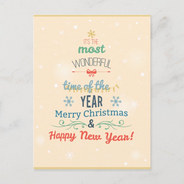Cartes Pour Fêtes Annuelles Typographie de Noël stylé (Devant)
