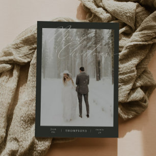 Cartes Pour Fêtes Annuelles Typographie de script minimaliste vert Noël photo