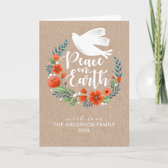 Cartes Pour Fêtes Annuelles Typographie de script moderne Paix sur Terre Noël (Devant)