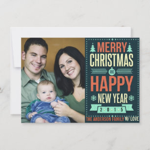 Cartes Pour Fêtes Annuelles Typographie du tableau noir Retro Photo de Noël