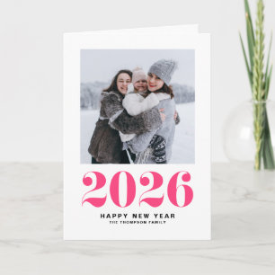 Cartes Pour Fêtes Annuelles Typographie Gras Rose Chaud Nouvel An 2025 Photo