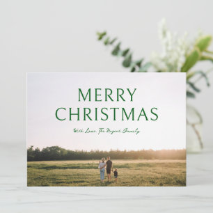 Cartes Pour Fêtes Annuelles Typographie Gras Vert Photo Noël Élégant
