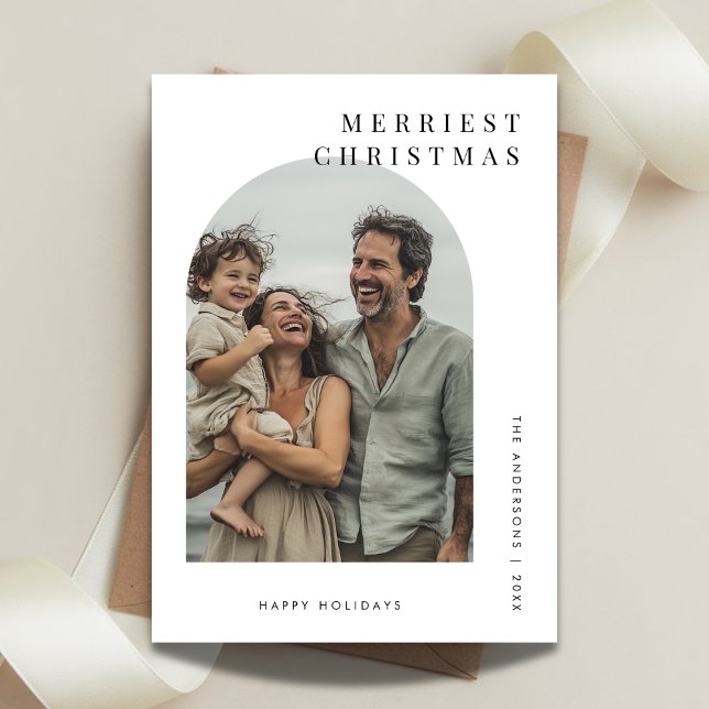 Cartes Pour Fêtes Annuelles Typographie Merriest Christmas Family Arche Photo (Créateur téléchargé)