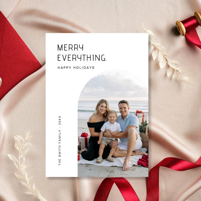 Cartes Pour Fêtes Annuelles Typographie Merry Tout Plage Famille Noël (Créateur téléchargé)