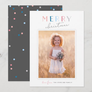 Cartes Pour Fêtes Annuelles Typographie mignonne "Joyeux Noël" Portrait Photo
