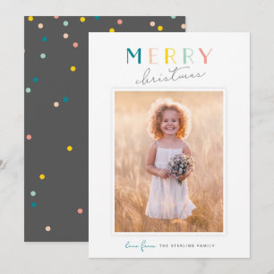Cartes Pour Fêtes Annuelles Typographie mignonne "Joyeux Noël" Rainbow Photo