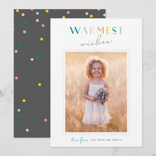 Cartes Pour Fêtes Annuelles Typographie mignonne "Voeux les plus chauds" Rainb