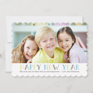 Cartes Pour Fêtes Annuelles Typographie moderne colorée Joyeuse photo du Nouve