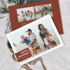 Cartes Pour Fêtes Annuelles Typographie moderne Couleur Bloc photo Noël