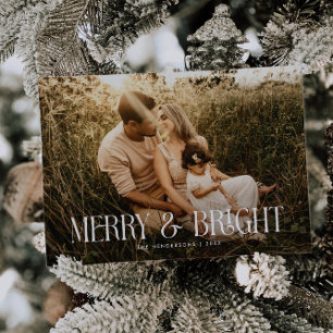 Cartes Pour Fêtes Annuelles Typographie moderne et élégante Merry & Bright Pho