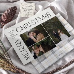 Cartes Pour Fêtes Annuelles Typographie moderne Joyeux Noël 3 Photo Plaid