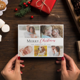Cartes Pour Fêtes Annuelles Typographie moderne Joyeux Noël Multiples photos