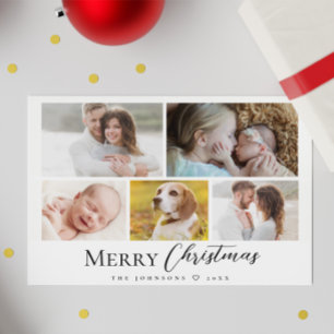 Cartes Pour Fêtes Annuelles Typographie moderne Multi photo Joyeux Noël