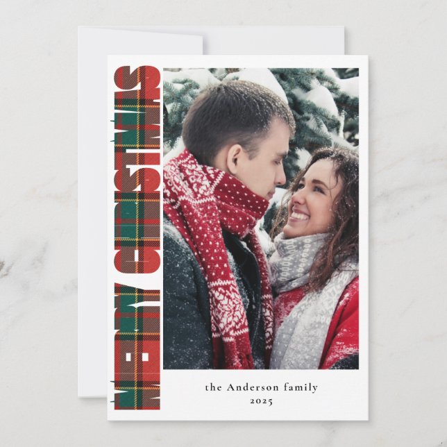 Cartes Pour Fêtes Annuelles Typographie moderne Noël rouge et vert (Devant)