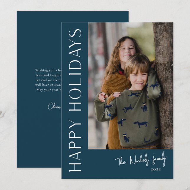 Cartes Pour Fêtes Annuelles Typographie moderne Photo simple Happy (Devant / Derrière)